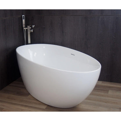 Ratel 59" x 31" Oval White Gloss Acrylic Freestanding Bathtub