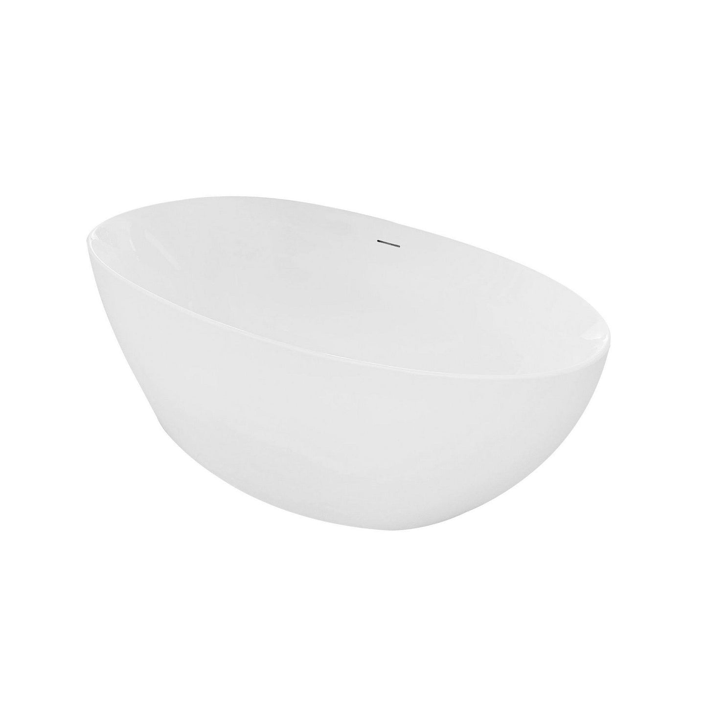 Ratel 59" x 31" Oval White Gloss Acrylic Freestanding Bathtub
