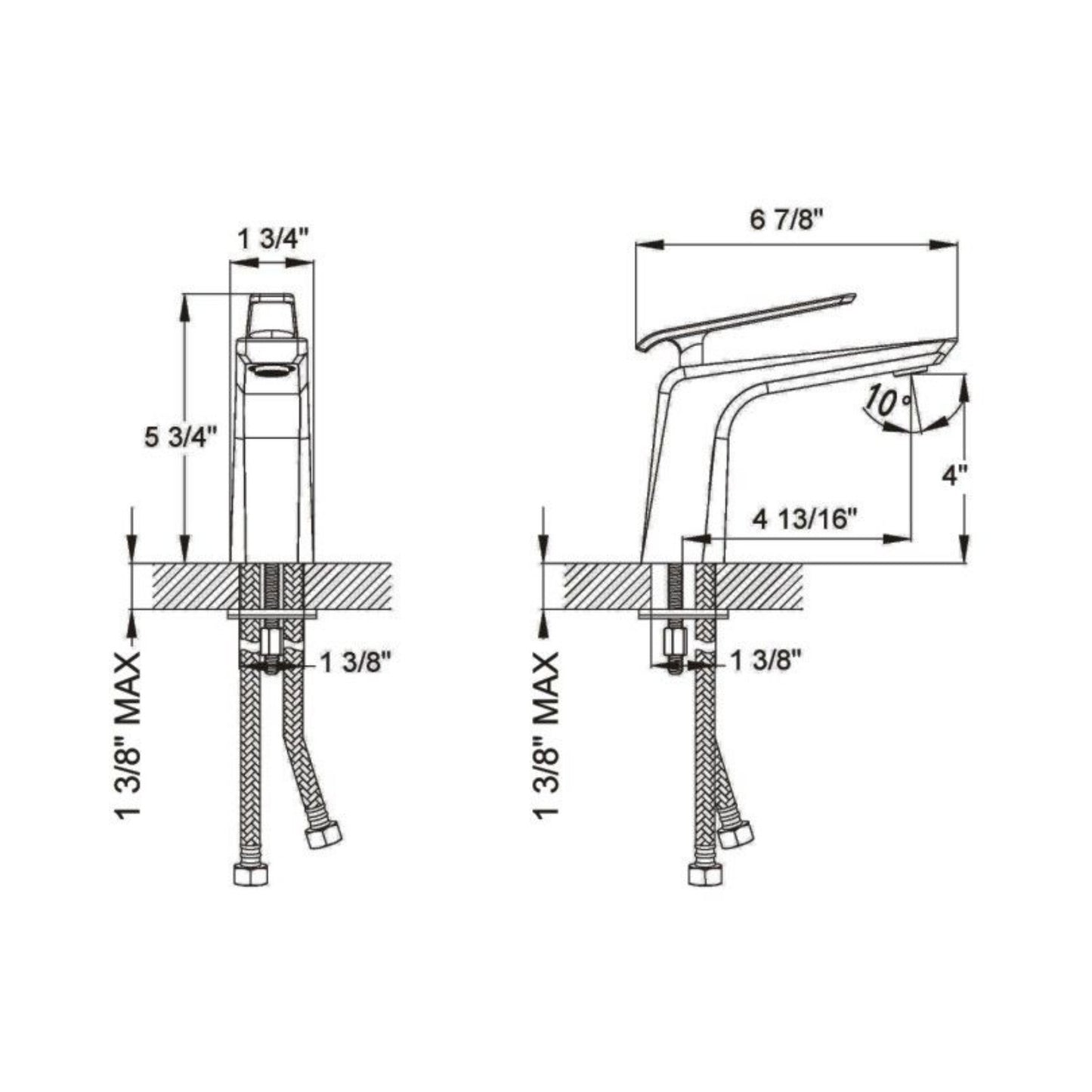 Ratel 6" Single-Hole Brushed Nickel Modern Bathroom Sink Faucet