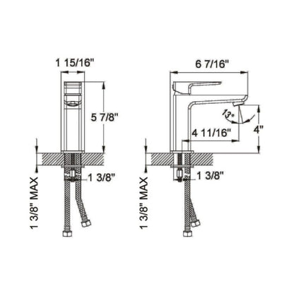 Ratel 6" Single-Hole Chrome Bathroom Sink Faucet