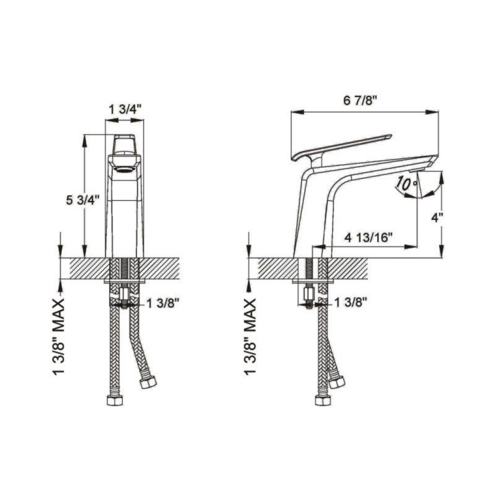 Ratel 6" Single-Hole Chrome Modern Bathroom Sink Faucet