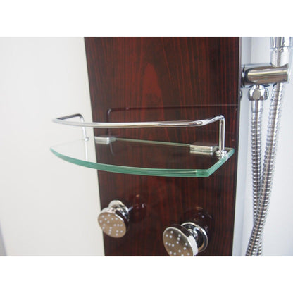 Ratel 61" Wood Grain Tempered Glass Shower Panel Finish With Built-in Head Shower and 4 Massage Jets