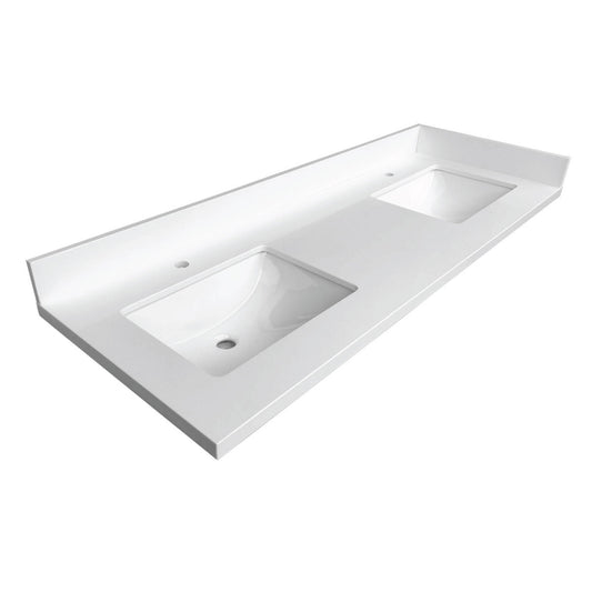 Ratel 62" x 23" White Quartz Vanity Top With Double Undermount Sink