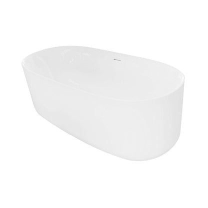 Ratel 67" x 32" Elliptical White Gloss Acrylic Freestanding Bathtub