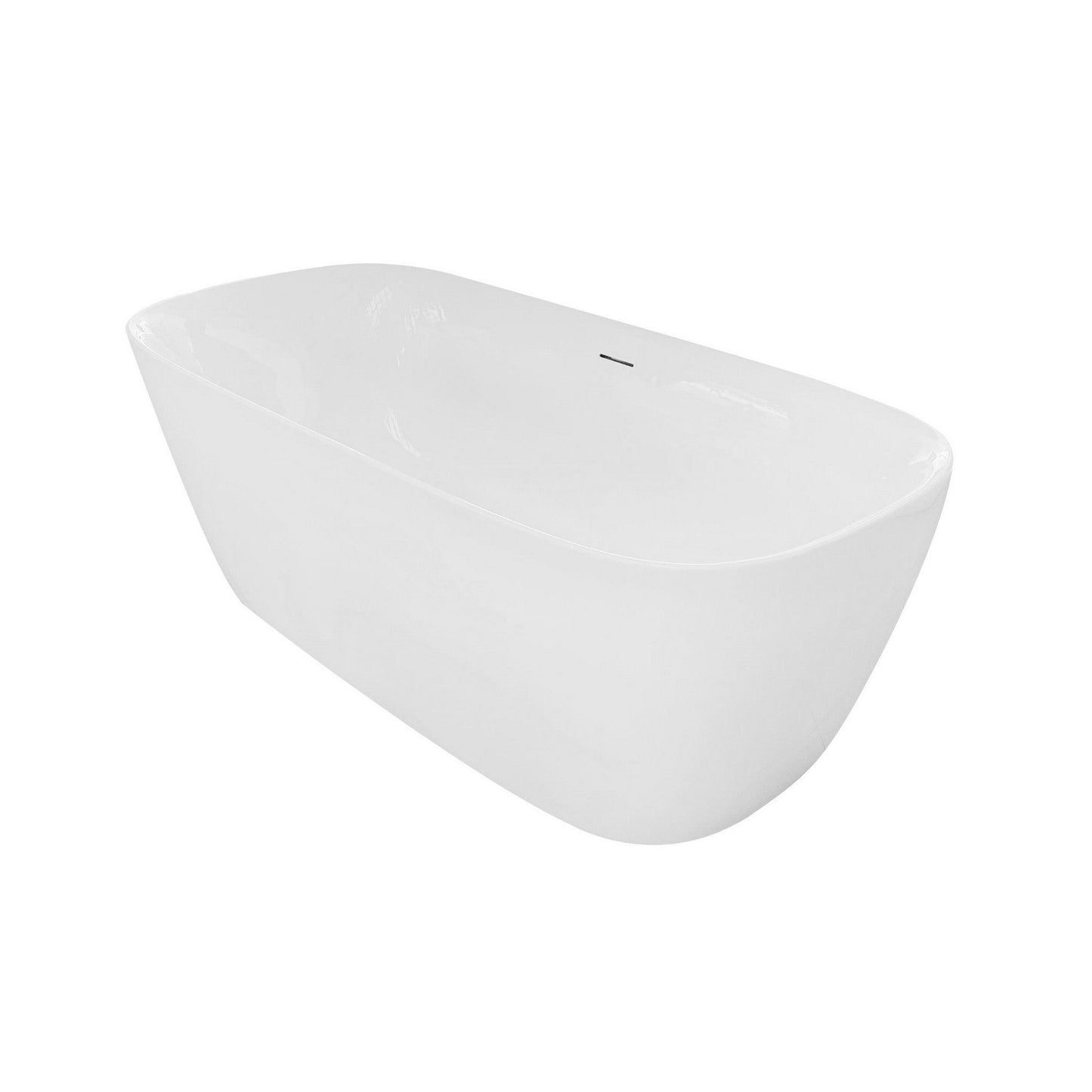 Ratel 67" x 32" Oval White Gloss Acrylic Freestanding Bathtub