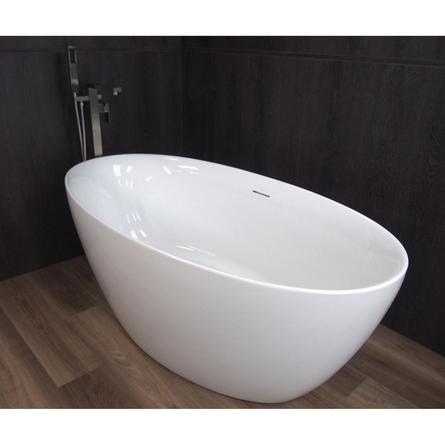 Ratel 67" x 33" Oval White Gloss Acrylic Freestanding Bathtub
