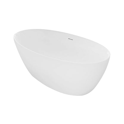 Ratel 67" x 33" Oval White Gloss Acrylic Freestanding Bathtub