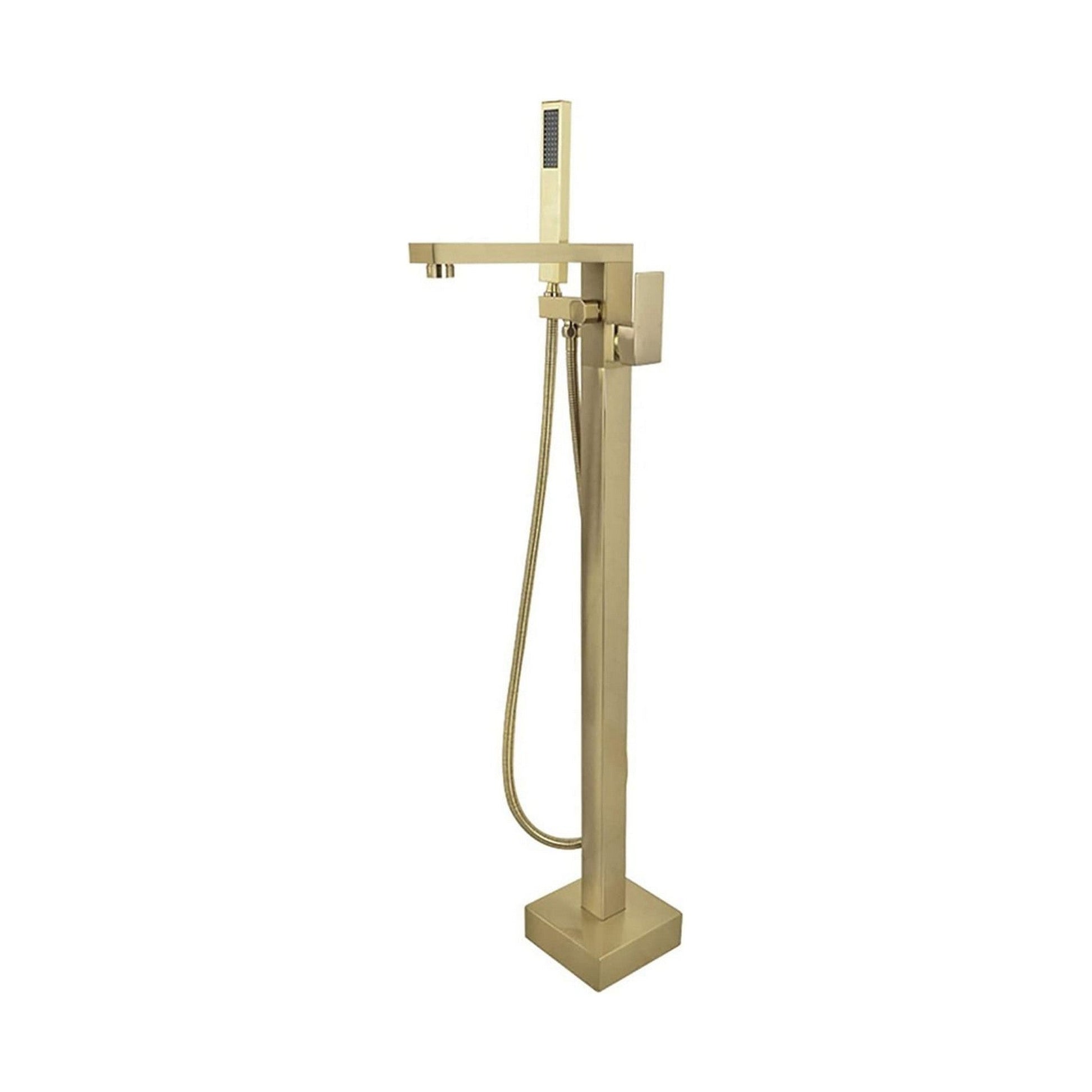 Ratel 7" x 37" Brushed Gold Floor-Mounted Bathtub Faucet With Hand Shower