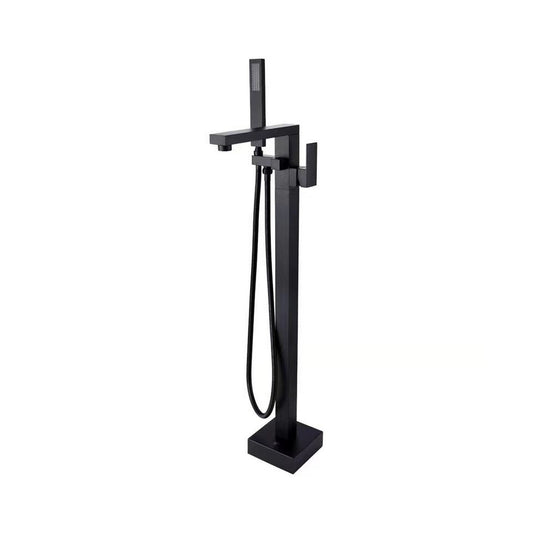 Ratel 7" x 37" Matte Black Floor-Mounted Bathtub Faucet With Hand Shower