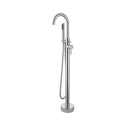 Ratel 7" x 44" Brushed Nickel Floor-Mounted Bathtub Faucet With Hand Shower