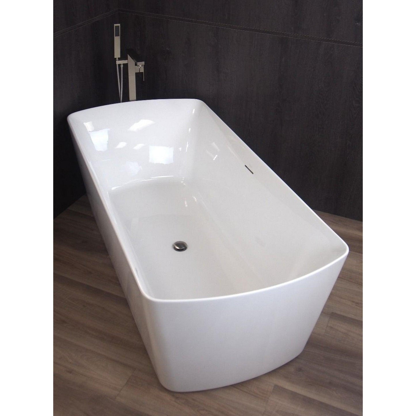 Ratel 71" x 33" Rectangular White Gloss Acrylic Freestanding Bathtub