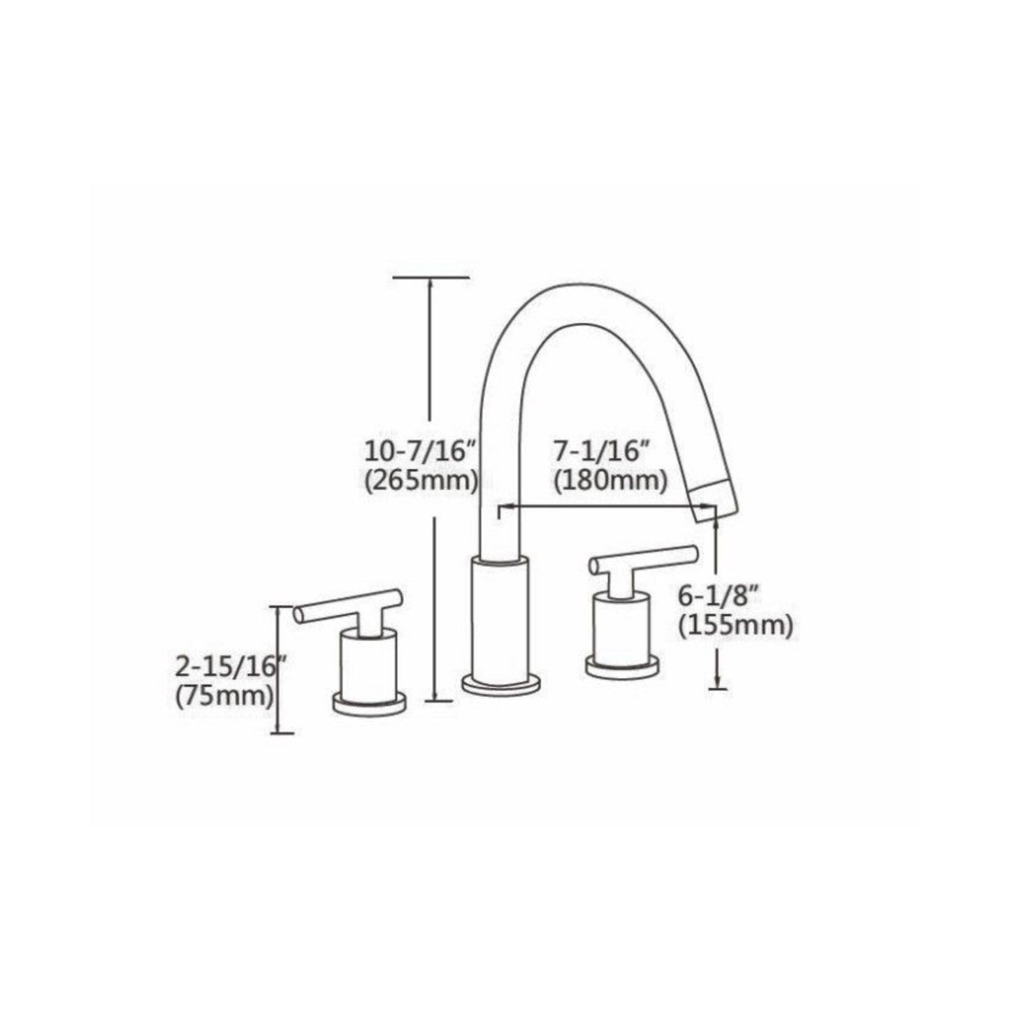 Ratel 8" 3-Hole Chrome Widespread Bathroom Sink Faucet