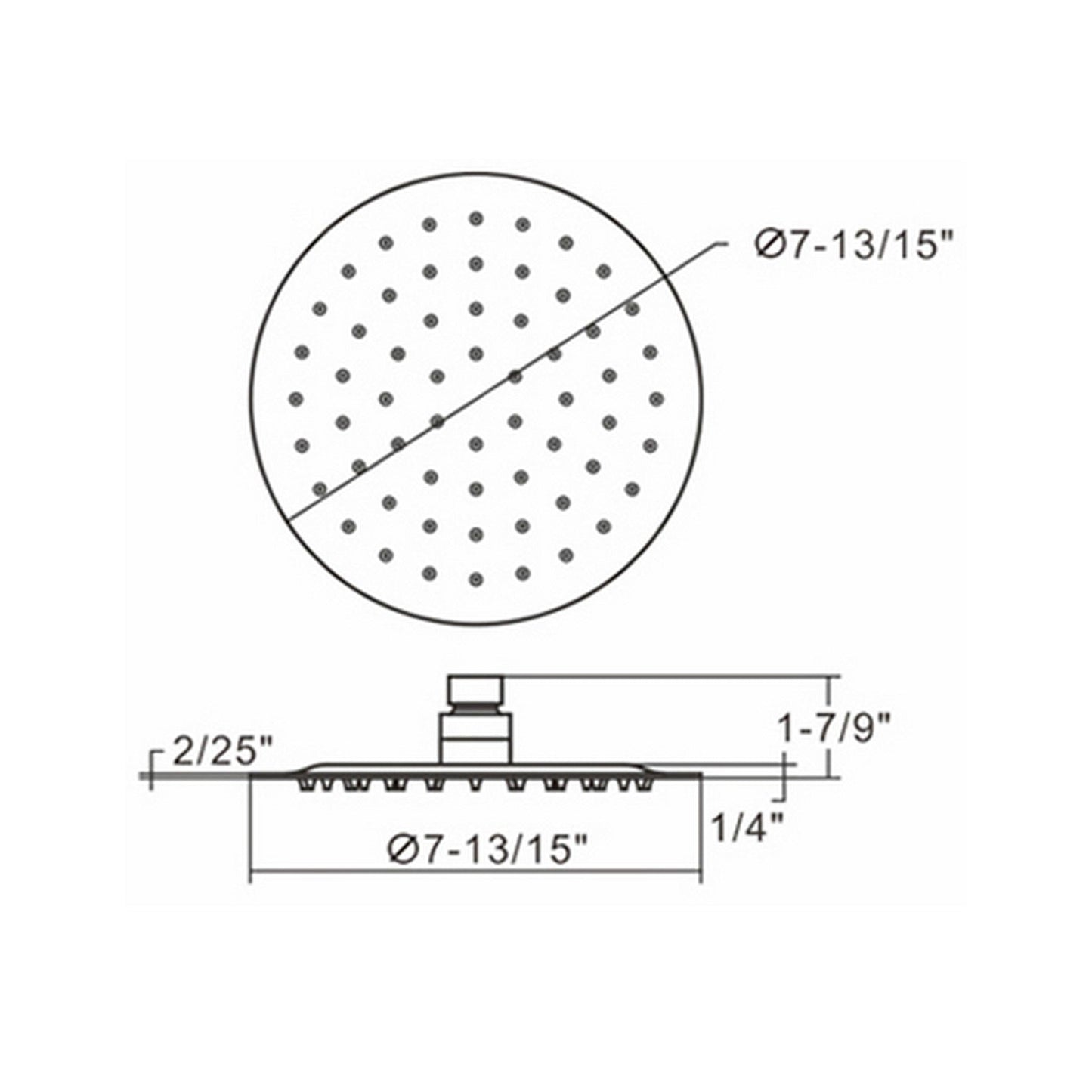 Ratel 8" Round Brushed Nickel Stainless Steel Rain Shower Head