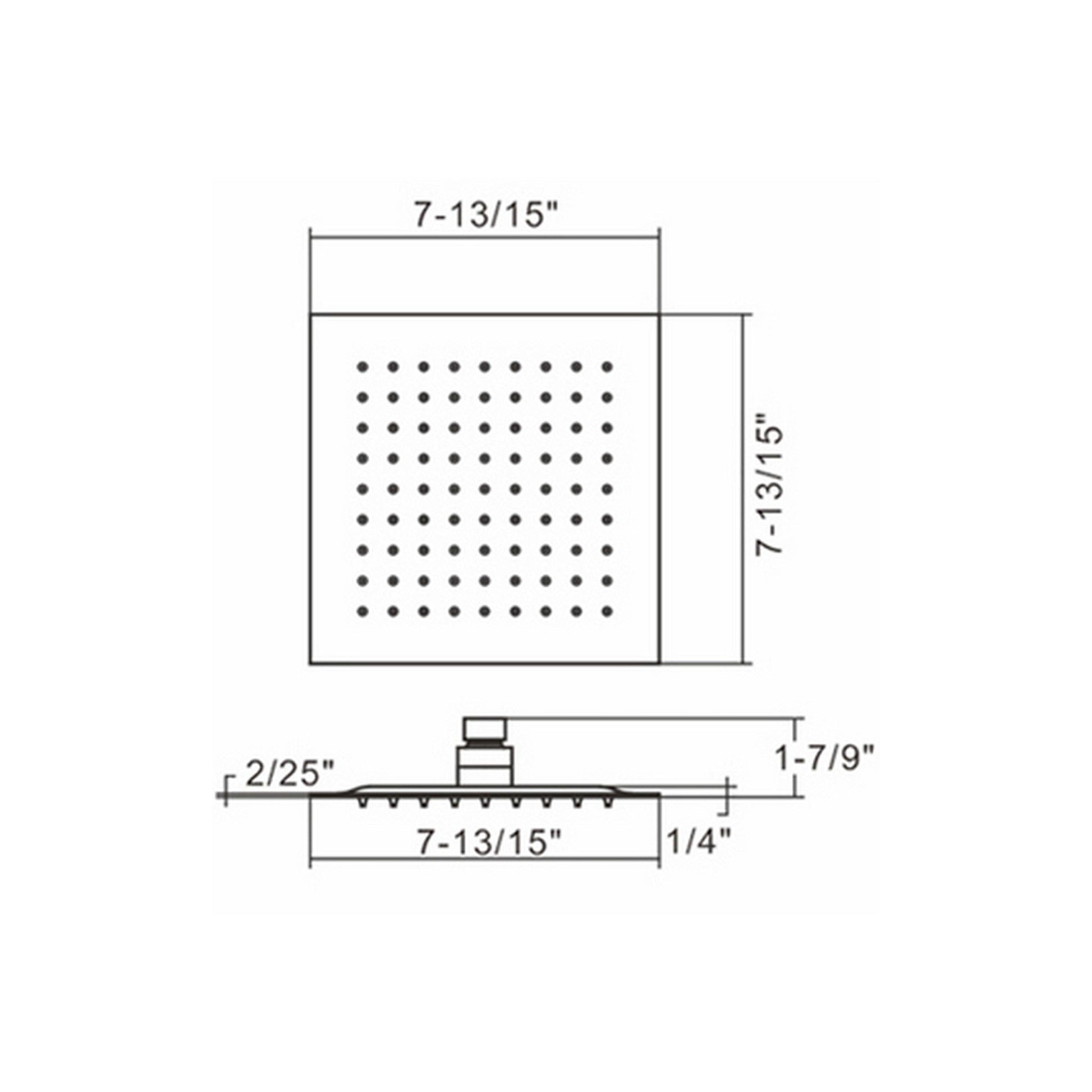 Ratel 8" Square Brushed Nickel Stainless Steel Rain Shower Head