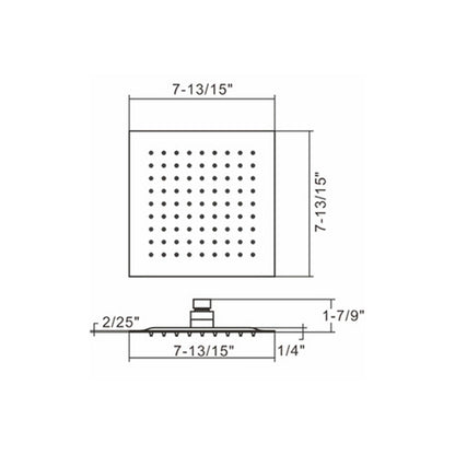 Ratel 8" Square Brushed Nickel Stainless Steel Rain Shower Head