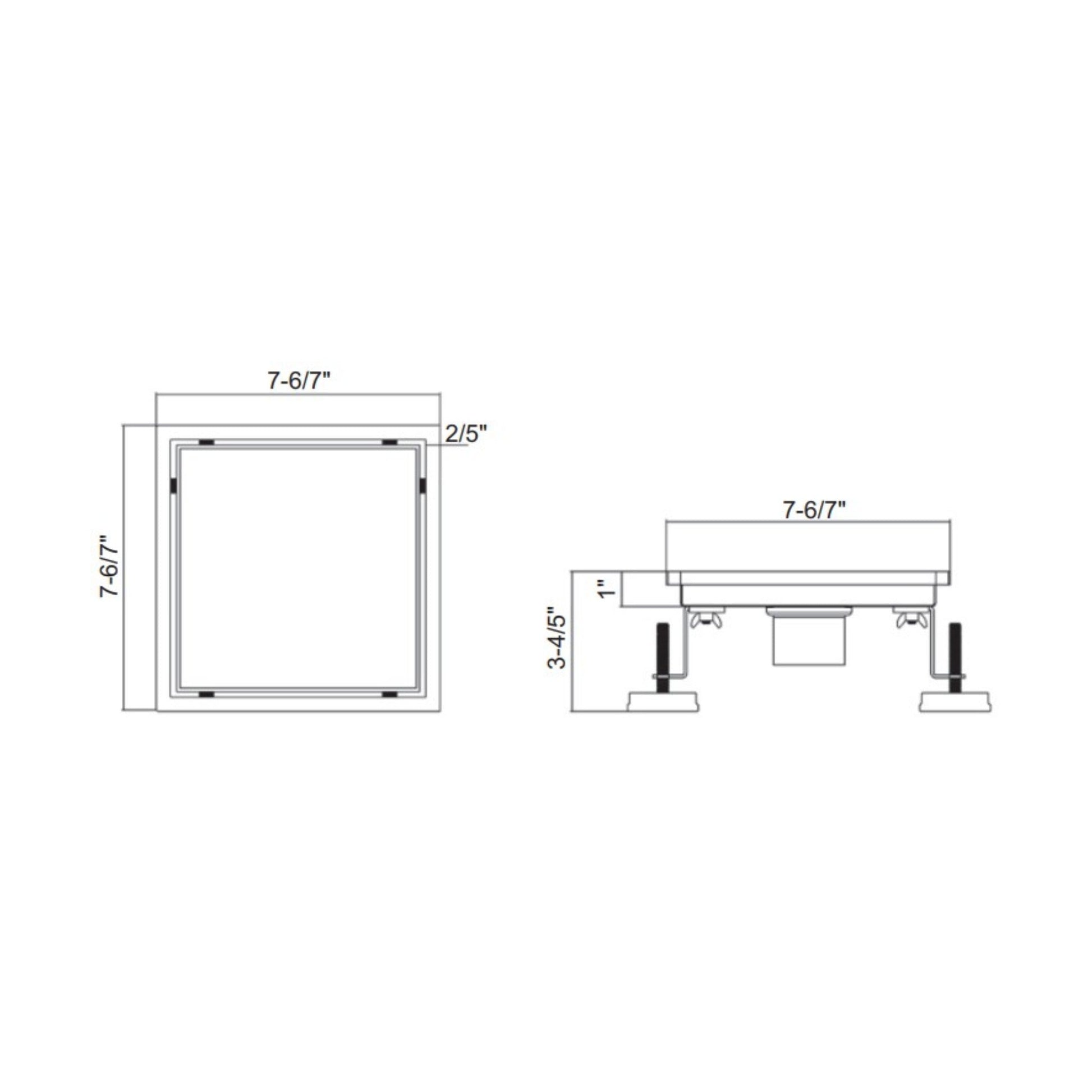 Ratel 8" Square Brushed Nickel Tile-Insert Shower Drain