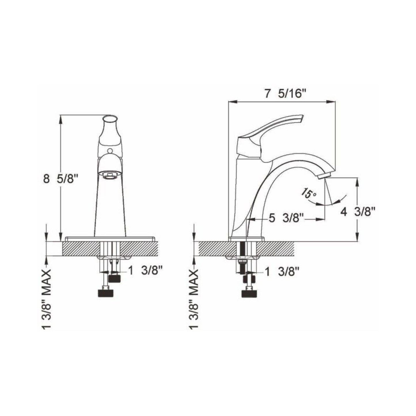 Ratel 9" Single-Hole Brushed Nickel Bathroom Sink Faucet