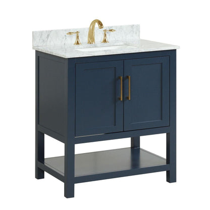 Ratel Santorini 30" 2-Door Aria Blue Vanity Set With Open Bottom Shelf