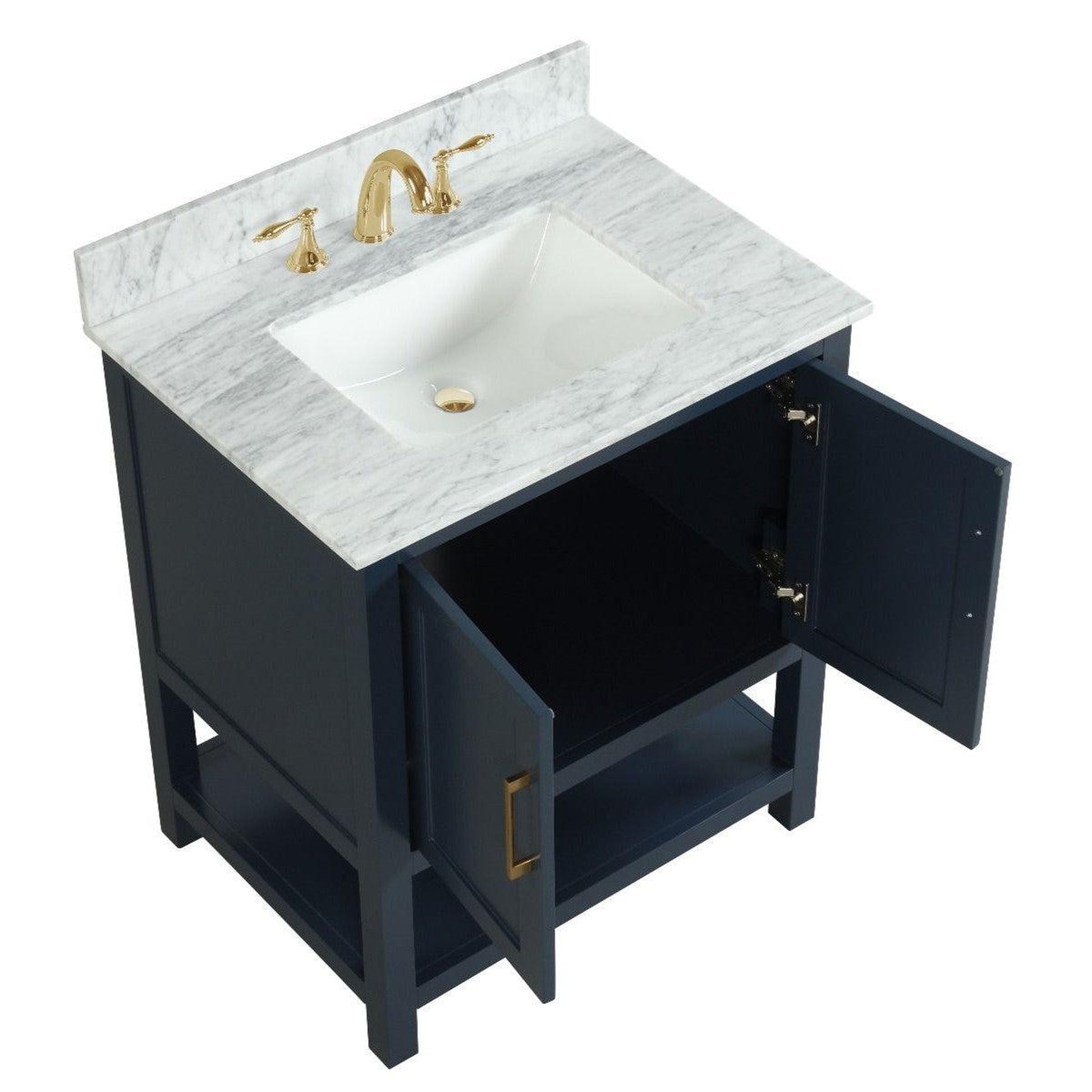 Ratel Santorini 30" 2-Door Aria Blue Vanity Set With Open Bottom Shelf