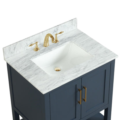 Ratel Santorini 30" 2-Door Aria Blue Vanity Set With Open Bottom Shelf