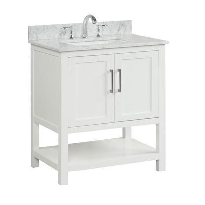 Ratel Santorini 30” 2-Door Dove White Vanity Set With Open Bottom Shelf