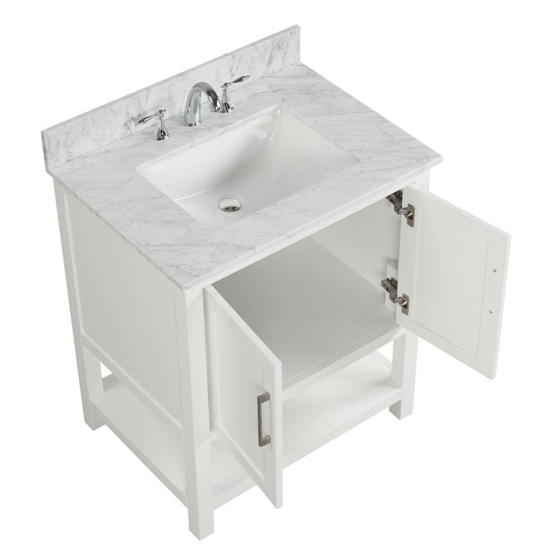 Ratel Santorini 30” 2-Door Dove White Vanity Set With Open Bottom Shelf