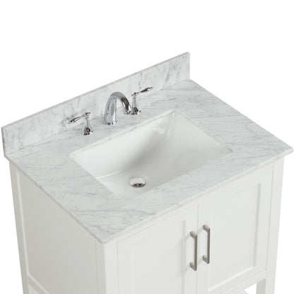 Ratel Santorini 30” 2-Door Dove White Vanity Set With Open Bottom Shelf