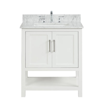 Ratel Santorini 30” 2-Door Dove White Vanity Set With Open Bottom Shelf