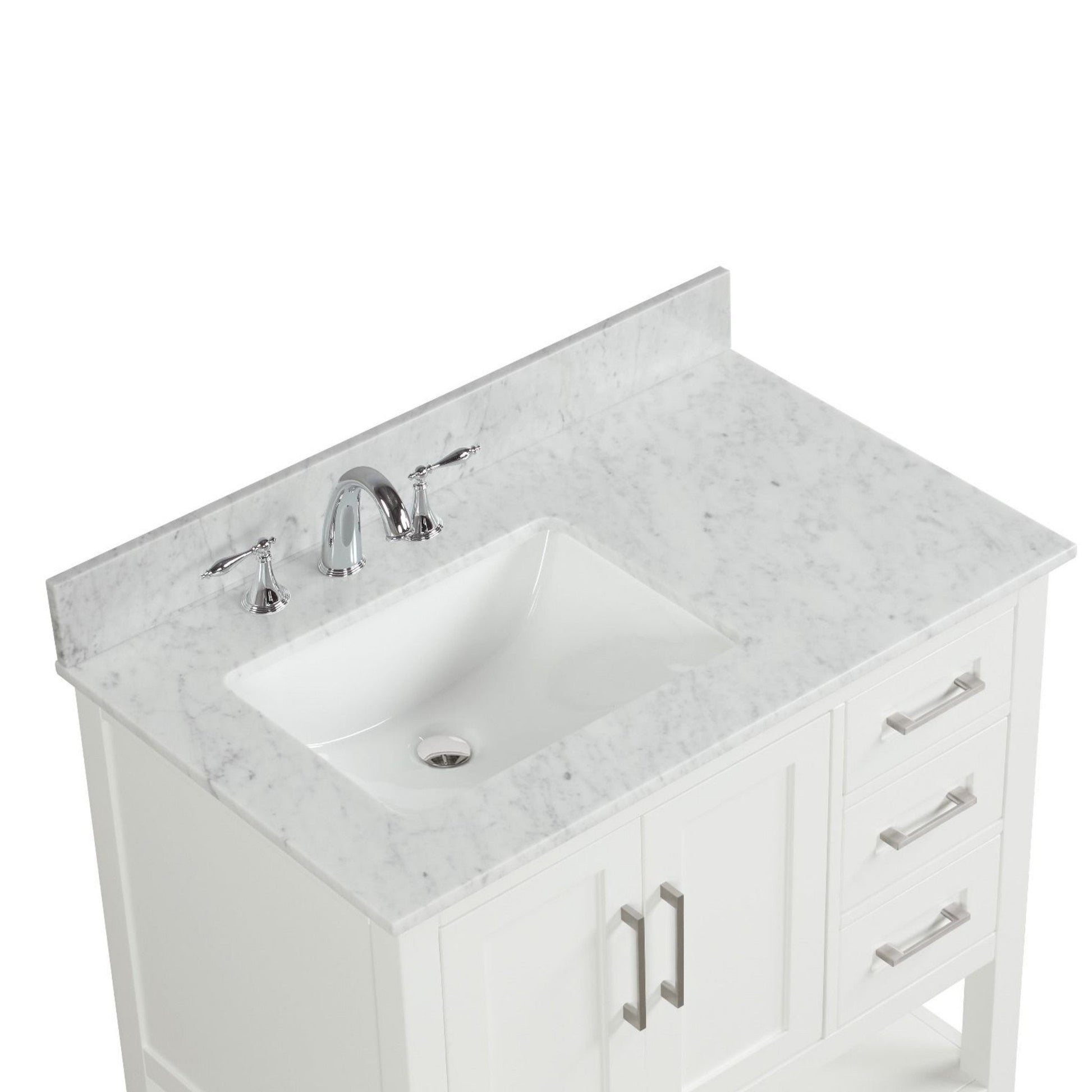 Ratel Santorini 36" 2-Door and 3-Drawer Dove White Vanity Set With Open Bottom Shelf