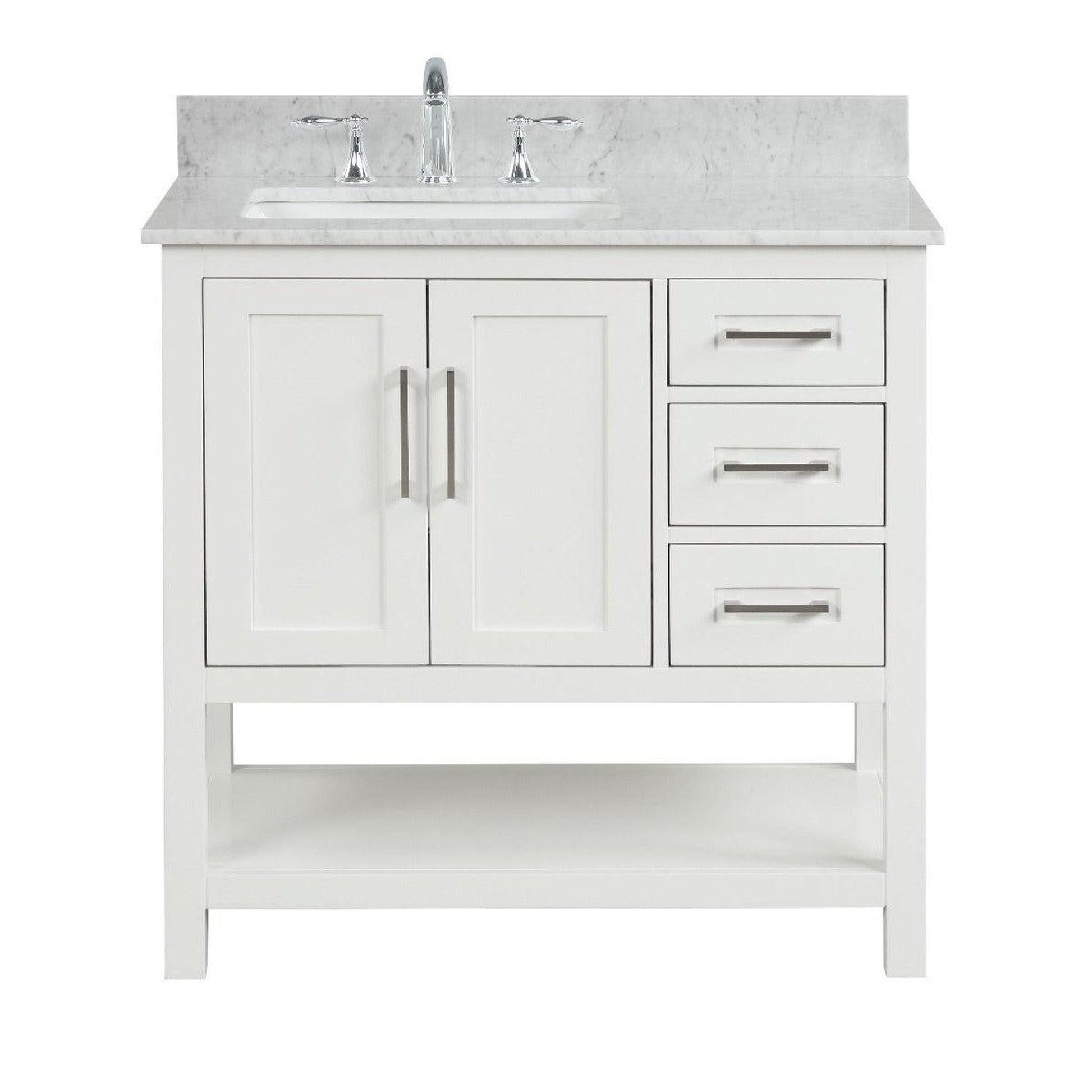 Ratel Santorini 36" 2-Door and 3-Drawer Dove White Vanity Set With Open Bottom Shelf