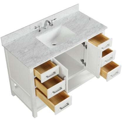 Ratel Santorini 48" 2-Door and 6-Drawer Dove White Vanity Set With Open Bottom Shelf