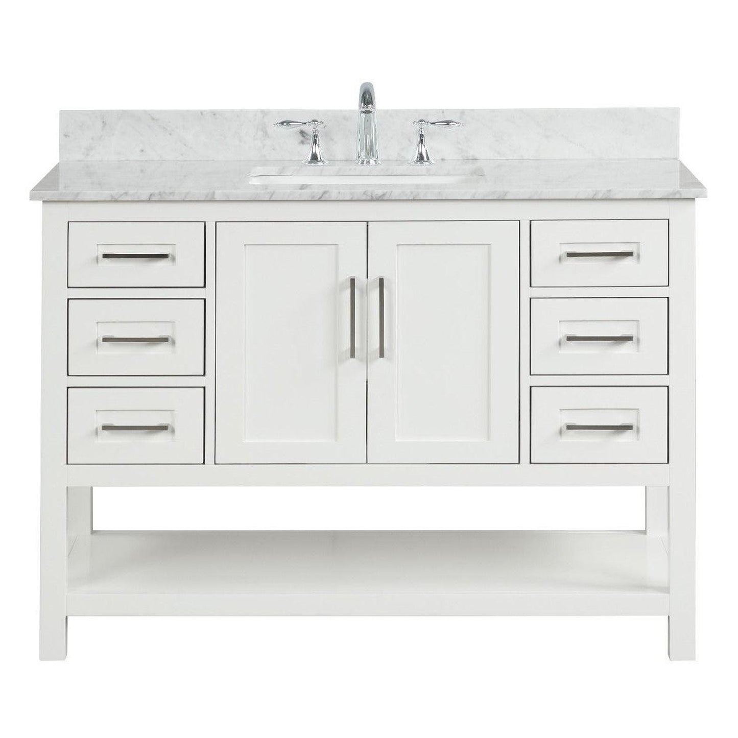 Ratel Santorini 48" 2-Door and 6-Drawer Dove White Vanity Set With Open Bottom Shelf