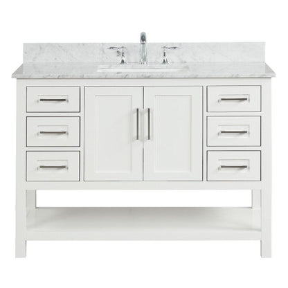 Ratel Santorini 48" 2-Door and 6-Drawer Dove White Vanity Set With Open Bottom Shelf