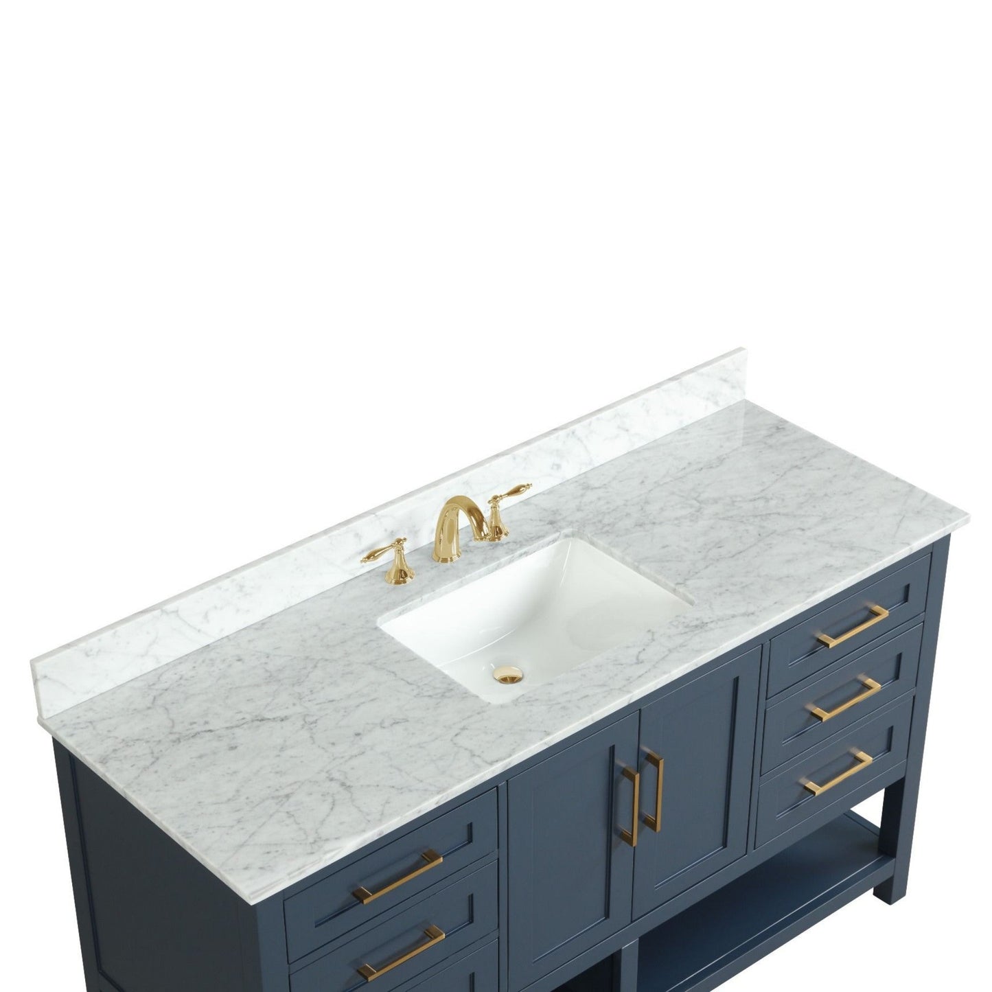 Ratel Santorini 60" 2-Door and 6-Drawer Aria Blue Vanity Set With Open Bottom Shelf