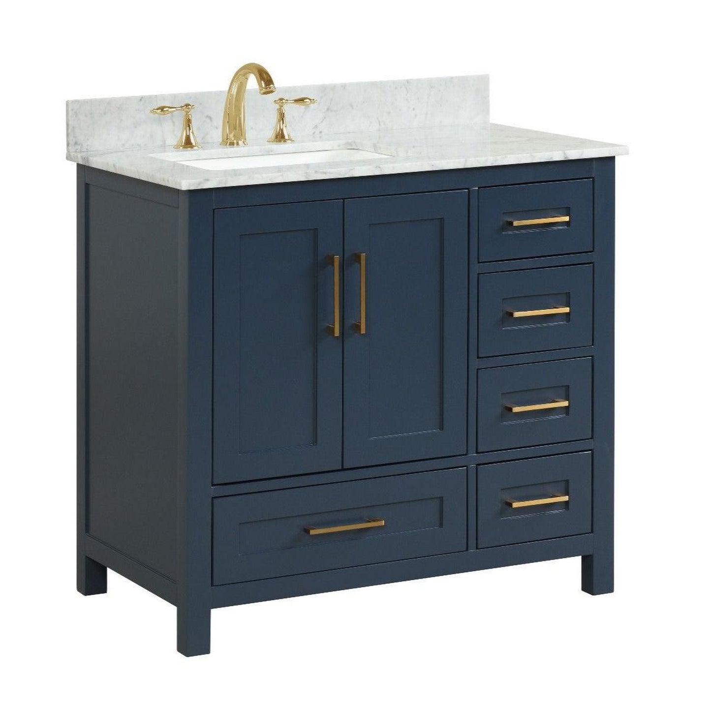 Ratel Valencia 36" 2-Door and 5-Drawer Aria Blue Vanity Set