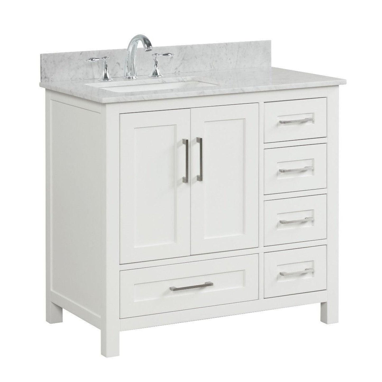 Ratel Valencia 36" 2-Door and 5-Drawer Dove White Vanity Set