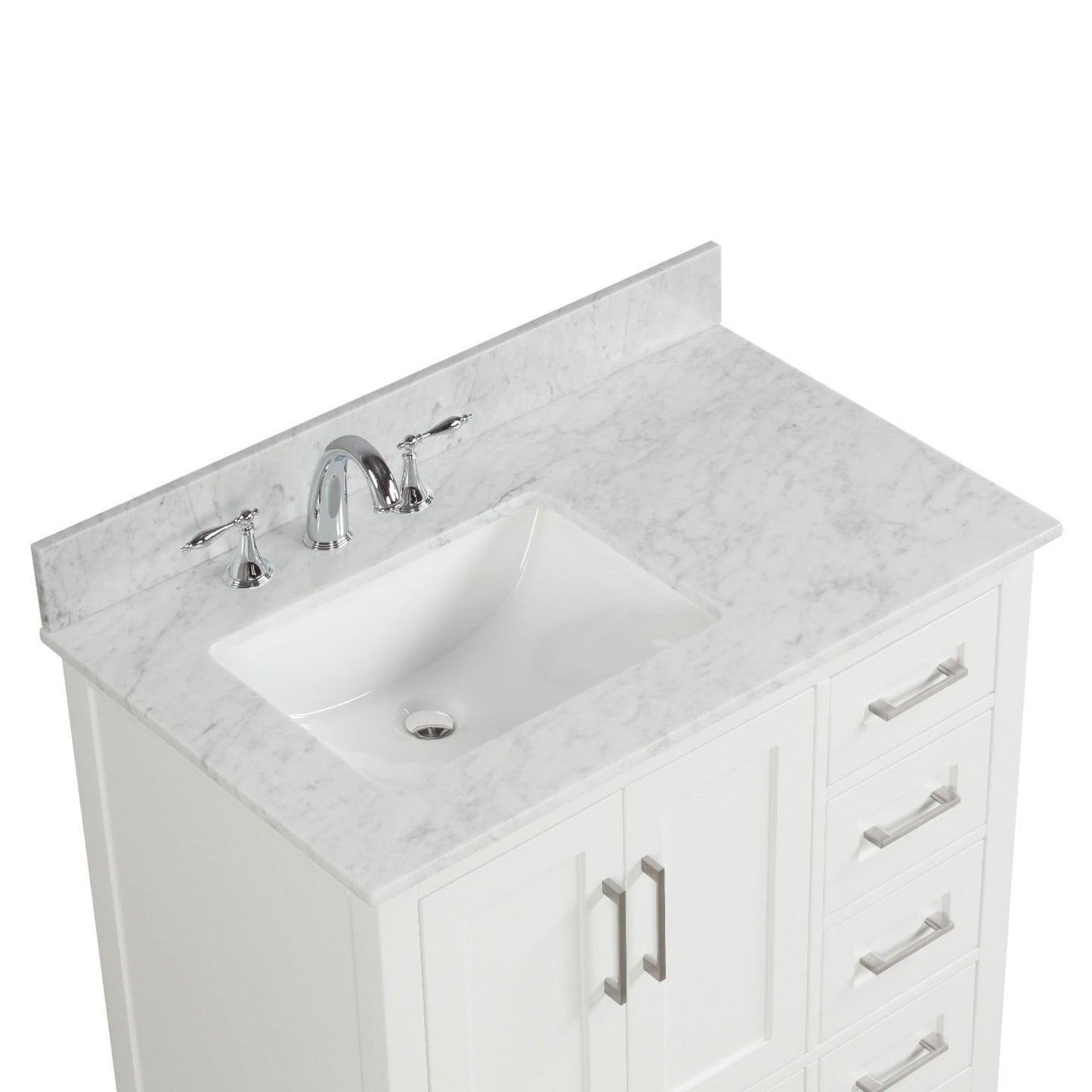 Ratel Valencia 36" 2-Door and 5-Drawer Dove White Vanity Set