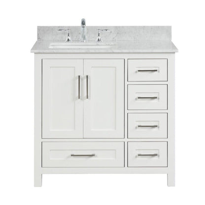 Ratel Valencia 36" 2-Door and 5-Drawer Dove White Vanity Set