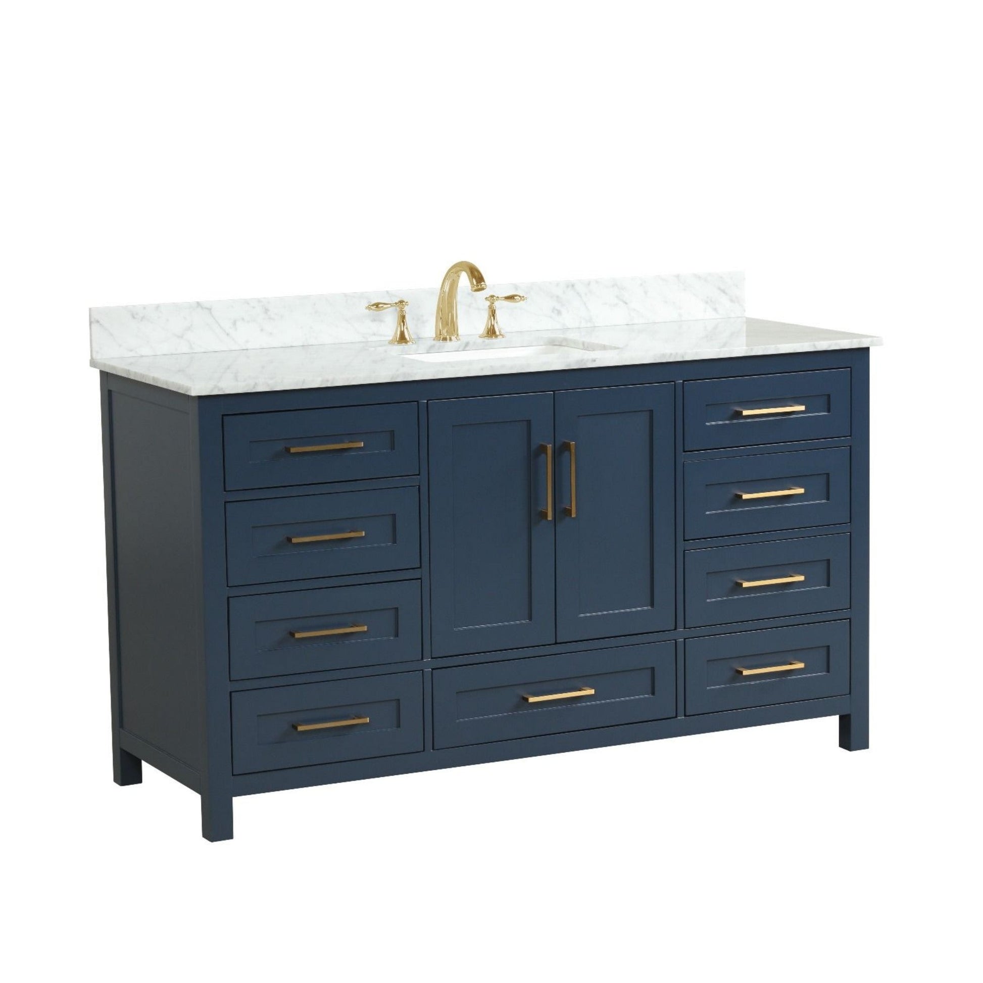 Ratel Valencia 60" 2-Door and 9-Drawer Aria Blue Vanity Set