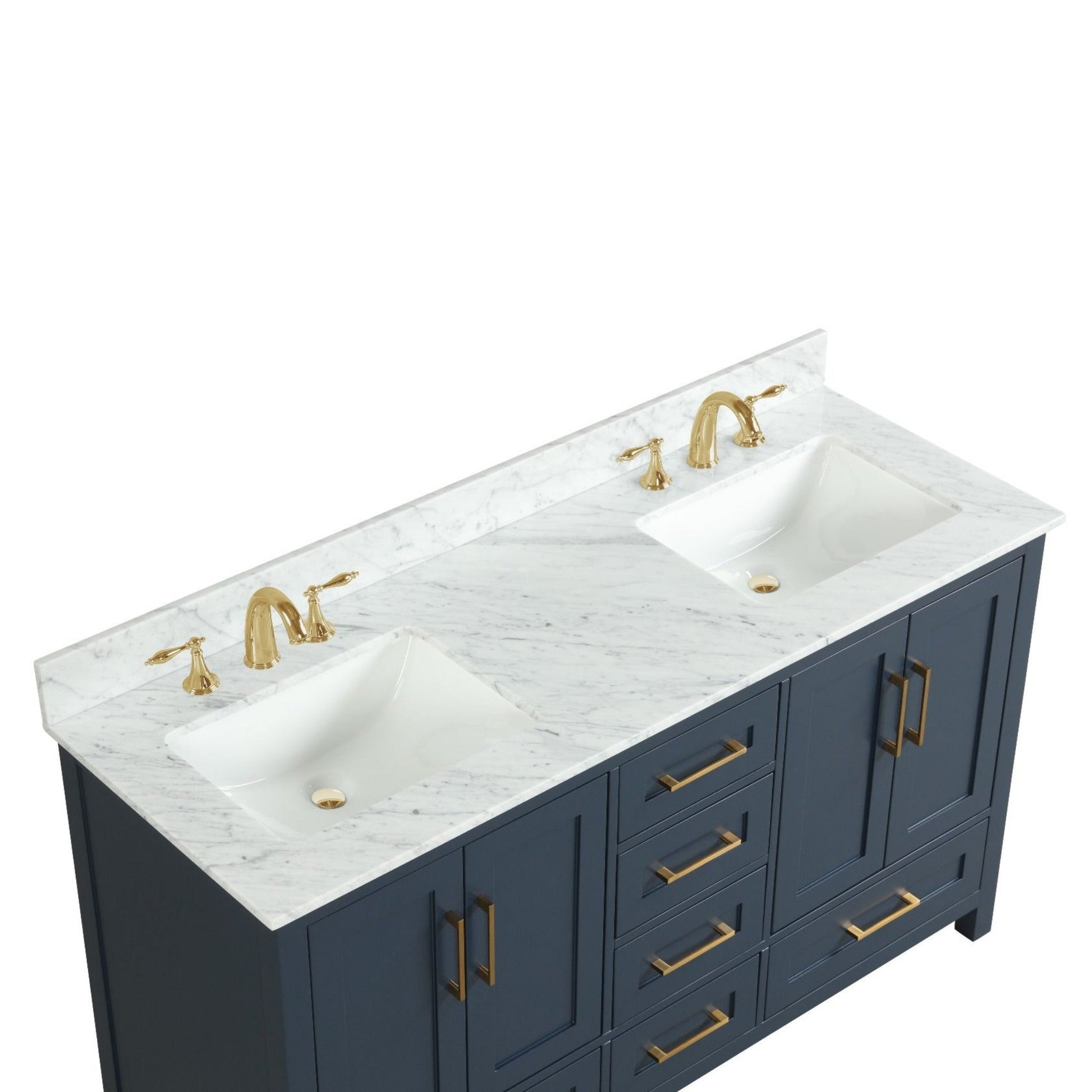 Ratel Valencia 60" 4-Door and 6-Drawer Aria Blue Double Sink Vanity Set