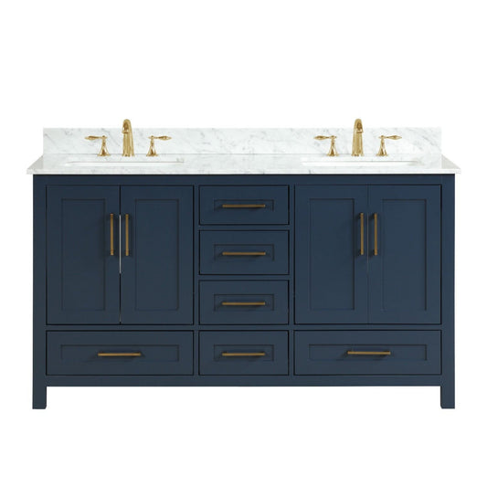 Ratel Valencia 60" 4-Door and 6-Drawer Aria Blue Double Sink Vanity Set