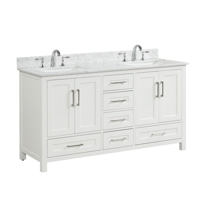 Ratel Valencia 60" 4-Door and 6-Drawer Dove White Double Sink Vanity Set