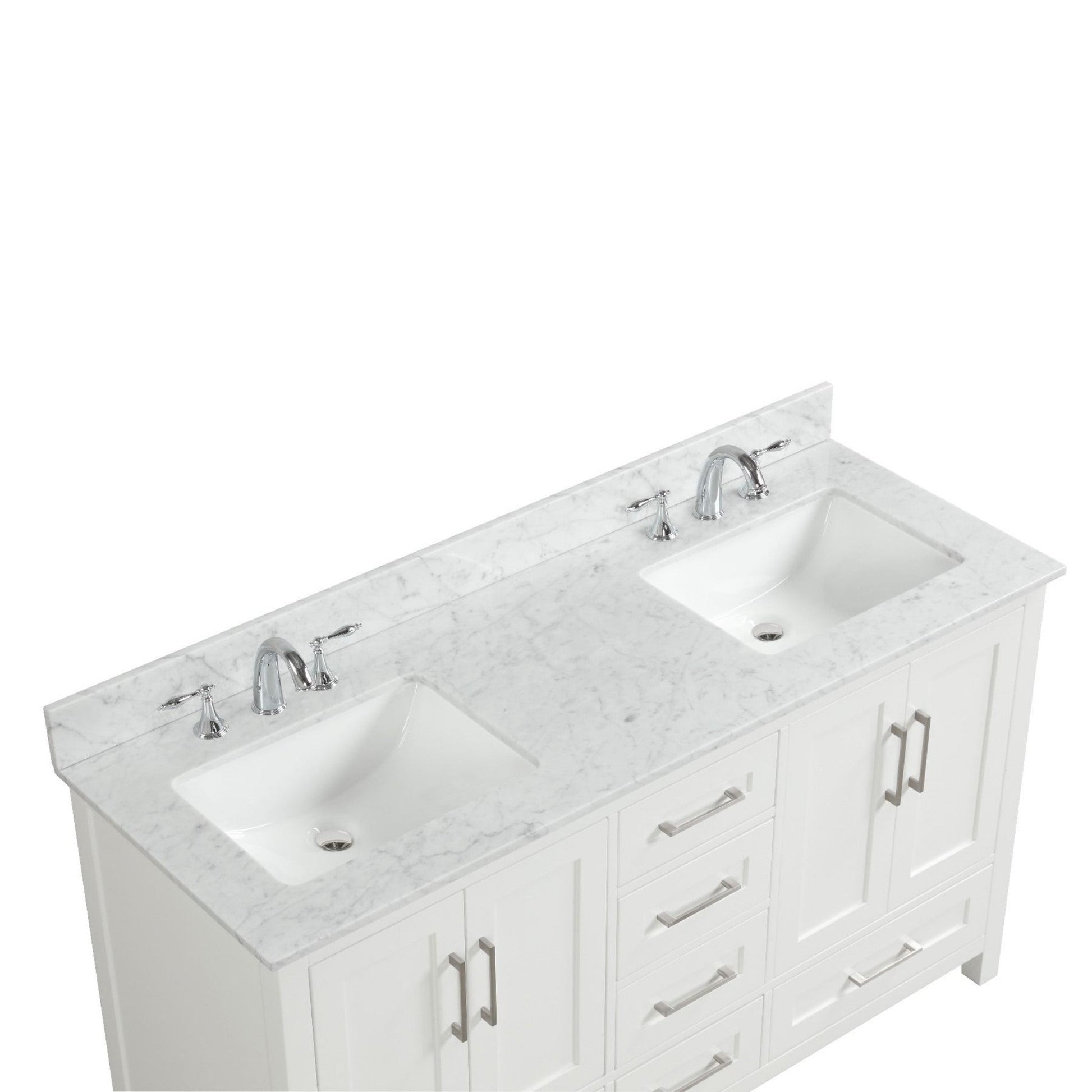 Ratel Valencia 60" 4-Door and 6-Drawer Dove White Double Sink Vanity Set