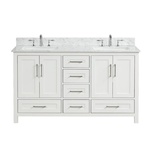 Ratel Valencia 60" 4-Door and 6-Drawer Dove White Double Sink Vanity Set