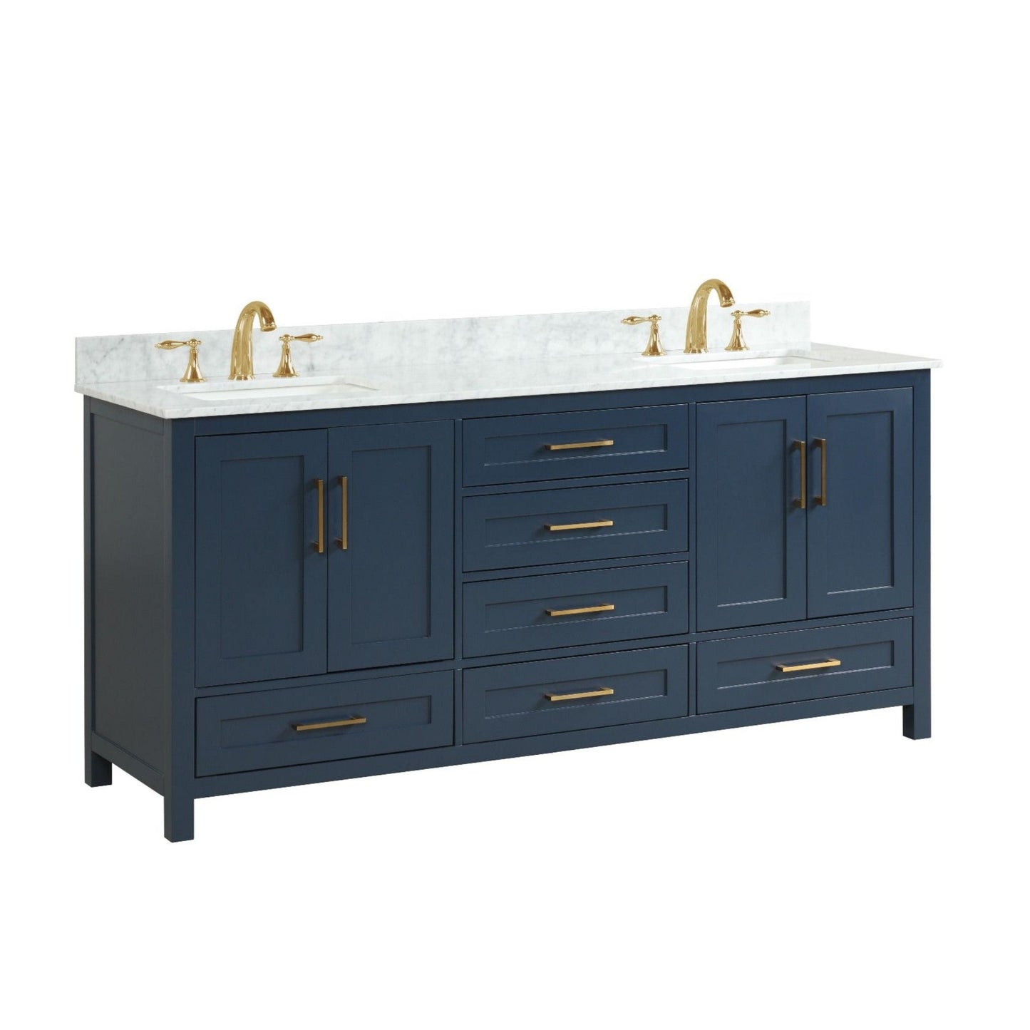 Ratel Valencia 72" 4-Door and 6-Drawer Aria Blue Double Sink Vanity Set