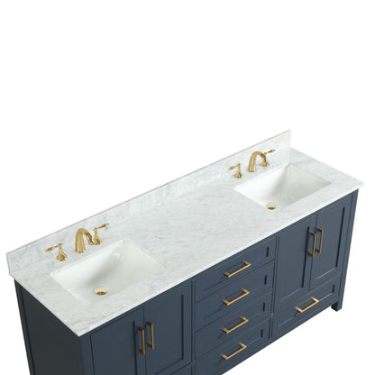 Ratel Valencia 72" 4-Door and 6-Drawer Aria Blue Double Sink Vanity Set