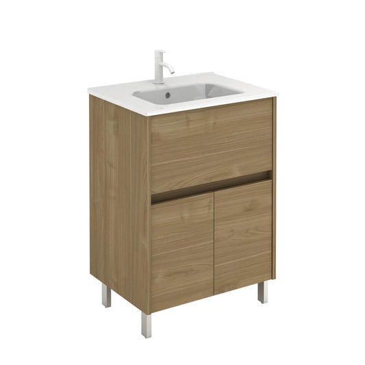 Royo Band 24” x 18” Toffee Walnut Modern Freestanding Vanity With 1 Drawer and 2 Doors