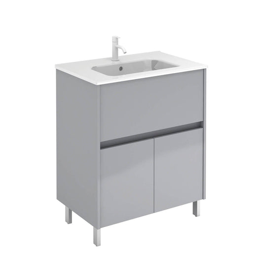 Royo Band 28" x 18" Gloss Galet Modern Freestanding Vanity With 1 Drawer and 2 Doors
