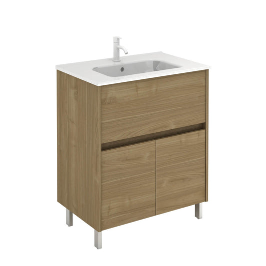 Royo Band 28" x 18" Toffee Walnut Modern Freestanding Vanity With 1 Drawer and 2 Doors