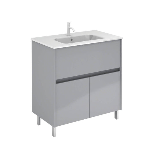 Royo Band 32" x 18" Gloss Galet Modern Freestanding Vanity With 1 Drawer and 2 Doors